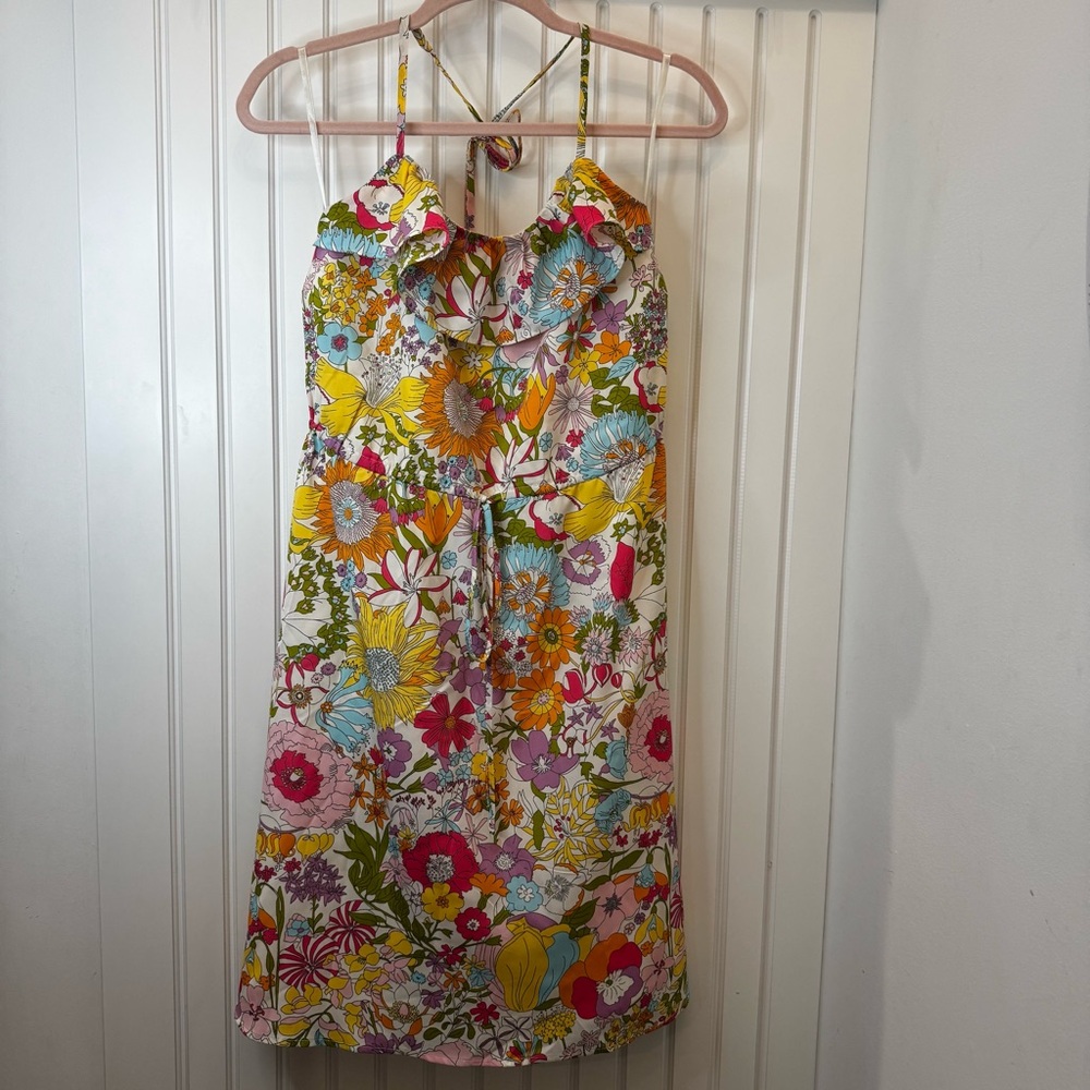 Liberty of London for Target Retro 70’s Floral Print Ruffle Trim Halter Neck Sm